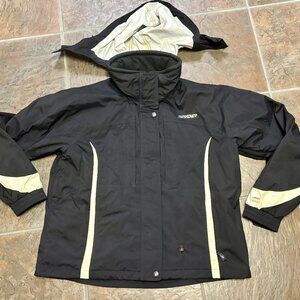~~Spyder Ski Jacket Women’s Size 14 Snow Coat  Black W/Hood..Freshly laundered.